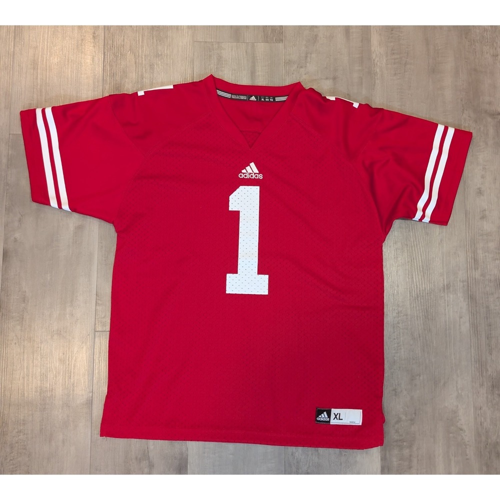 Adidas Wisconsin Badgers Football Jersey Red Youth XL NCAA Team Apparel